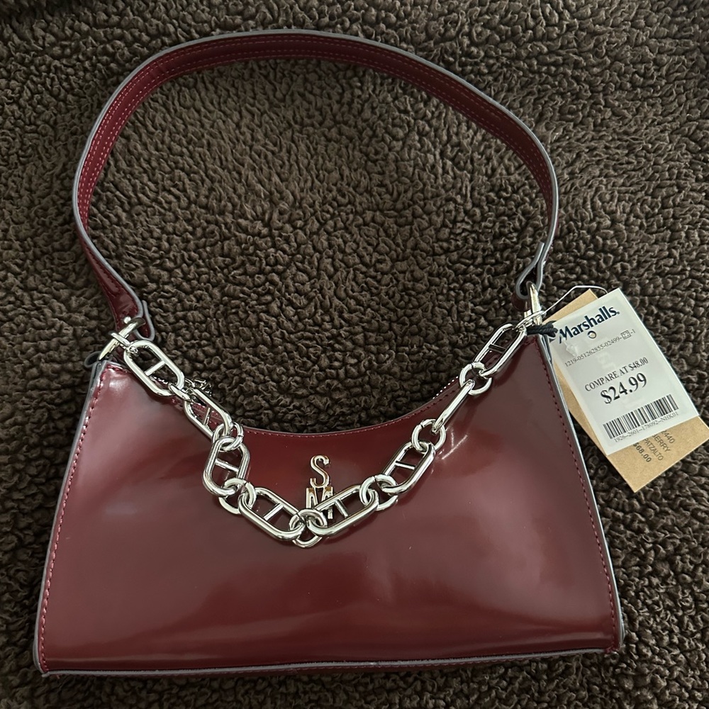 brand new burgundy Steve Madden purse